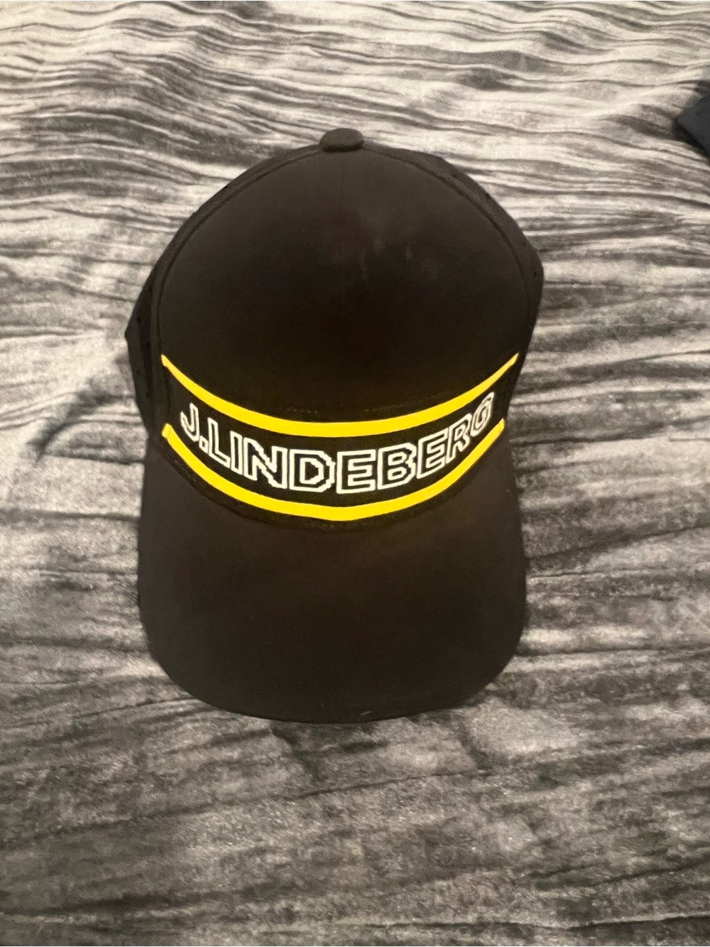 J.Lindeberg Black Cap with Yellow Striped Logo Size L